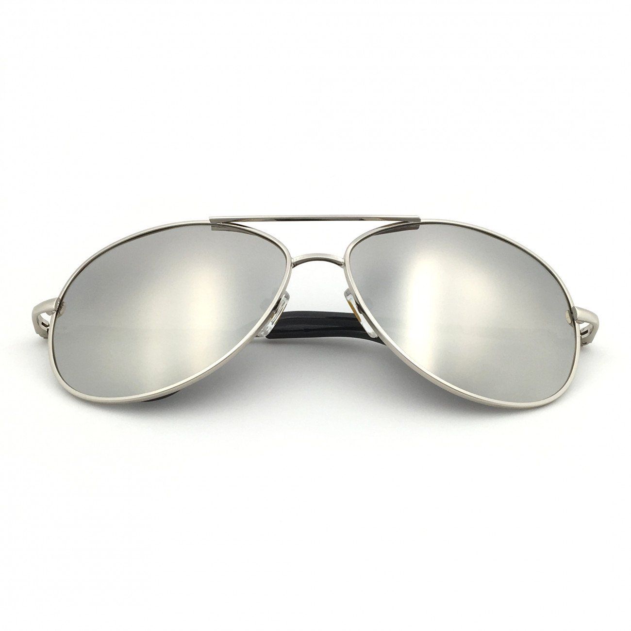 Skeleteen Silver Mirrored Aviator Sunglasses - Military Style Mirror Sun  Glasses with Metal Frame and UV 400 Protection