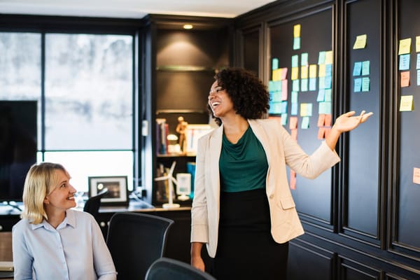 women talking work